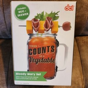 DCI Bloody Mary Set Mug Football Skewer It's Not Drinking it's Brunch 32 oz NEW